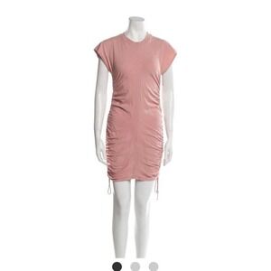 T Alexander Wang Pink‎ Ruched Drawstring T Shirt Crew Neck Mini Dress Bodycon XS